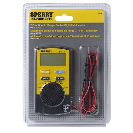 Sperry Sperry 200mV/2/20/200/1000 VAC/VDC V Digital Multimeter DM4A